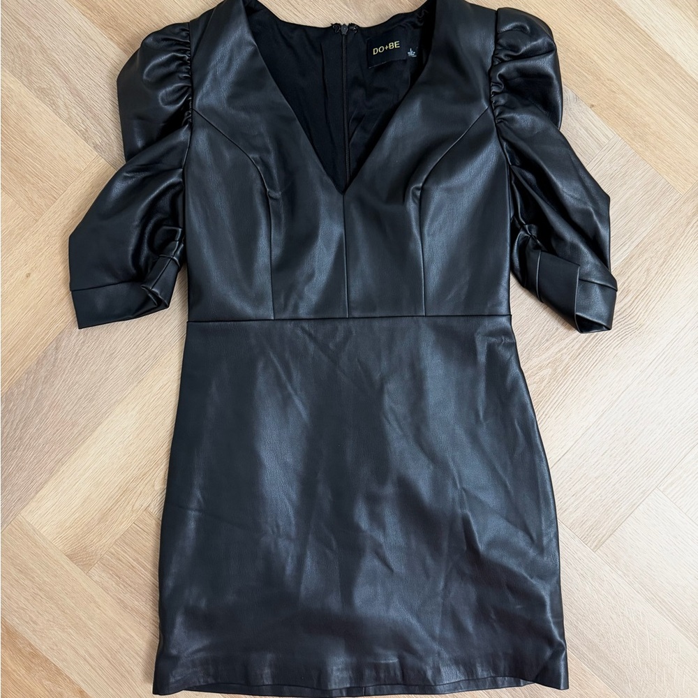 DO+BE Black Faux Leather Mini Dress